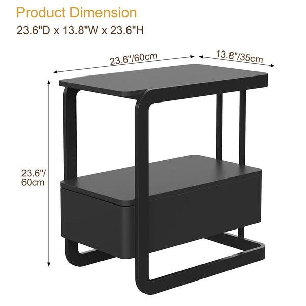 Narrow Side Table with Drawer and Open Shelf