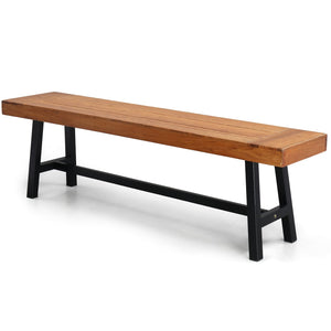 Acacia Wood Outdoor Bench with Metal Legs