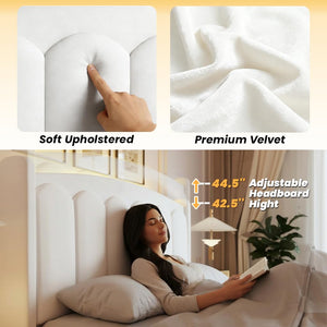 Queen Upholstered Platform Bed Frame with LED Headboard