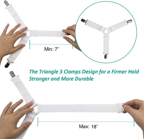 Triangle Bed Sheet Fasteners Adjustable Elastic Mattress Straps Clips