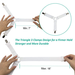 Triangle Bed Sheet Fasteners Adjustable Elastic Mattress Straps Clips