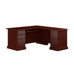 L-Shaped Executive Desk with Drawers & Keyboard Tray – Harvest Cherry