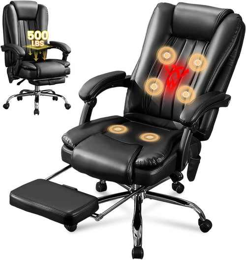 Heated Massage Reclining Office Chair with Footrest