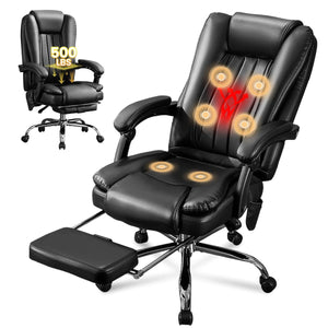 Heated Massage Reclining Office Chair with Footrest