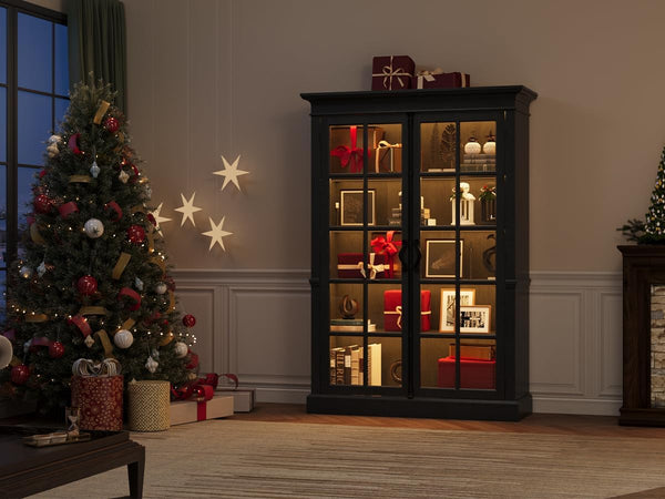 65" Tall Display Cabinet with Glass Door & Adjustable Shelves