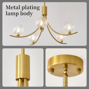 Modern Glass Globe Chandelier – Gold Multi-Light Ceiling Fixture