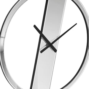 Large Mirror Wall Clock with Round Glass Face