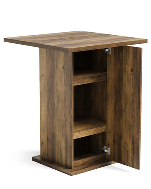 Square Bar Table with 3-Tier Storage Cabinet