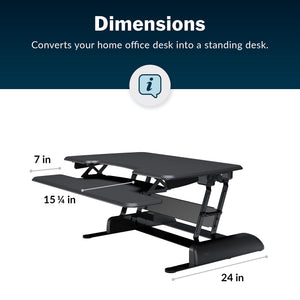 Two-Tier Standing Desk Converter – Height Adjustable Sit Stand Riser, 36" Wide, Black