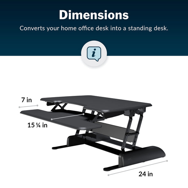 Two-Tier Standing Desk Converter – Height Adjustable Sit Stand Riser, 36" Wide, Black