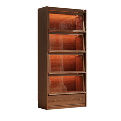 5-Tier Bookcase with LED Lights & Glass Doors