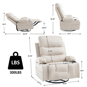 Power Swivel Rocker Recliner with Massage & Heat