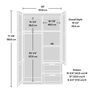 Wardrobe Storage Cabinet with Drawers and Hanging Rail