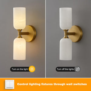 Alabaster Wall Sconce – Natural Marble, 14 Inch