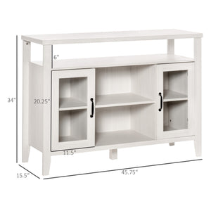 Farmhouse Sideboard Buffet Cabinet with Glass Doors and Storage Shelves