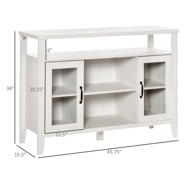 Farmhouse Sideboard Buffet Cabinet with Glass Doors and Storage Shelves