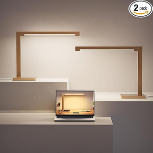 LED Desk Lamp with Charging Station & Type-C Port – 2 Pack