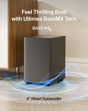7.1ch Virtual Surround Sound Bar with 4 Surround Speakers & Subwoofer