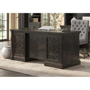 66" Wood Double Pedestal Executive Desk – Dark Brown