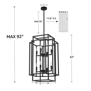 8-Light Tiered Lantern Chandelier – Farmhouse Pendant Light