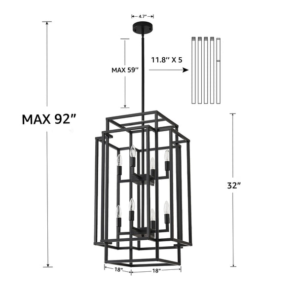 8-Light Tiered Lantern Chandelier – Farmhouse Pendant Light