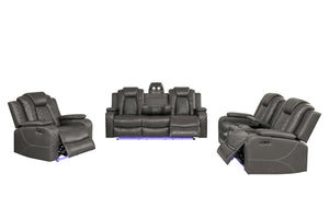 3-Piece Power Recliner Sofa Set with LED & Wireless Charging