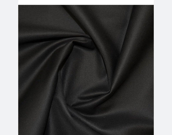 100% Wool Gabardine Fabric by the Yard – Black