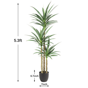Artificial Agave Tree 5.3 Ft with 3 Trunks – Indoor Outdoor Fake Plant