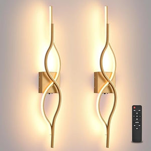 Battery Operated LED Wall Sconces Set of 2 – Dimmable, Remote Control