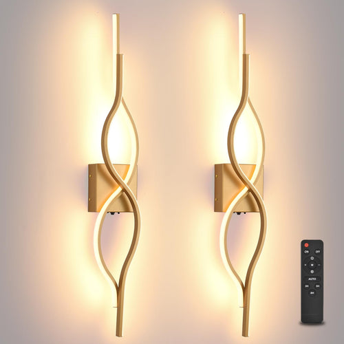 LED Wall Sconces Set of 2 – Dimmable, Remote Control, USB Rechargeable
