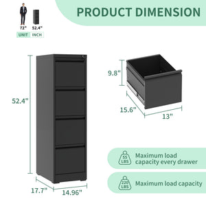 Metal Filing Cabinet with Lock – 2, 3, 4 & 5 Drawer Options
