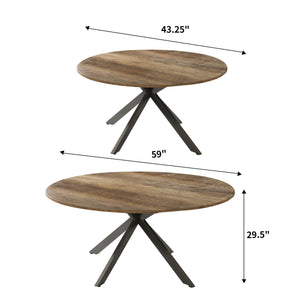 Round to Oval Extendable Dining Table with Metal Frame