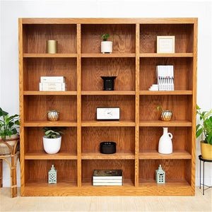 72" Triple Wide Wood Bookcase – 15 Shelves