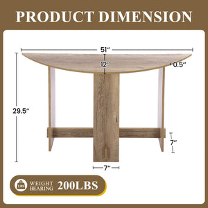 Half-Moon Console Table, 51" Entryway & Sofa Table