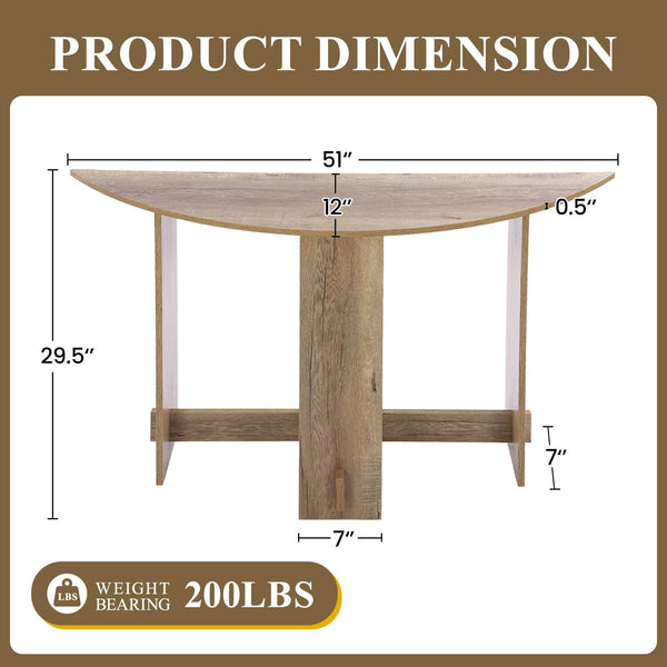 Half-Moon Console Table, 51" Entryway & Sofa Table