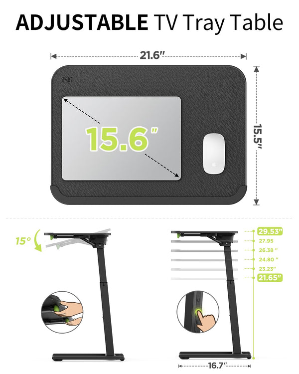 Height & Angle Adjustable TV Tray Table with Wheels