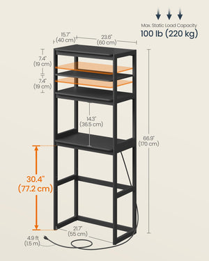 5-Tier Industrial Bookshelf with 2 Drawers