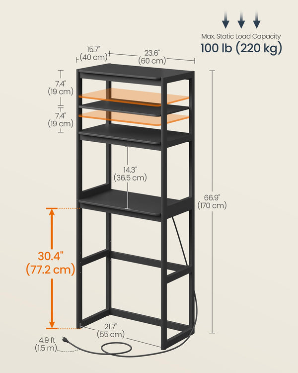 5-Tier Industrial Bookshelf with 2 Drawers