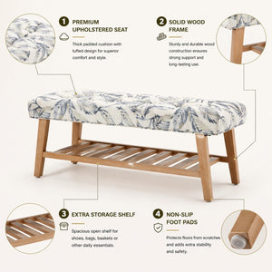 Upholstered Storage Bench with Shoe Storage