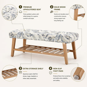 Upholstered Storage Bench with Shoe Storage