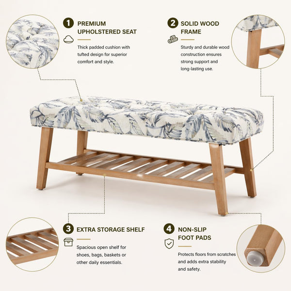 Upholstered Storage Bench with Shoe Storage