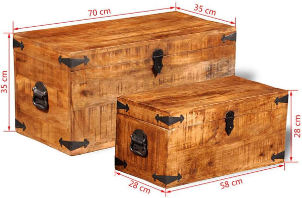 Mango Wood Storage Chest Set of 2