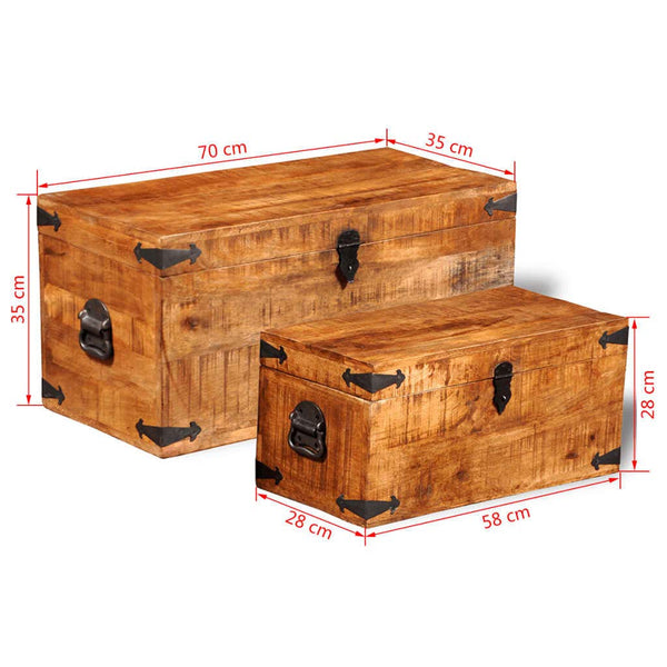 Mango Wood Storage Chest Set of 2