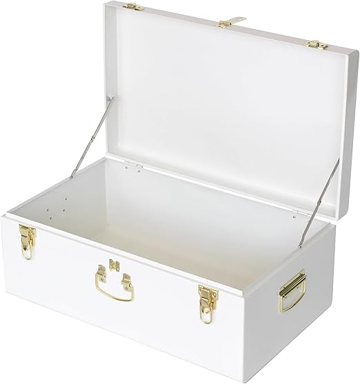 Metal Decorative Storage Trunk Set of 2 with Locking Clasps
