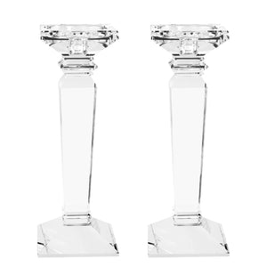 Crystal Candlestick Holders Set of 2 — K9 Clear Pillar & Taper Candle Holders