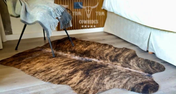 Small Dark Brindle Genuine Cowhide Rug 4ft x 3.5ft