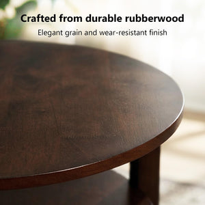Round Side Table with 2-Tier Shelf