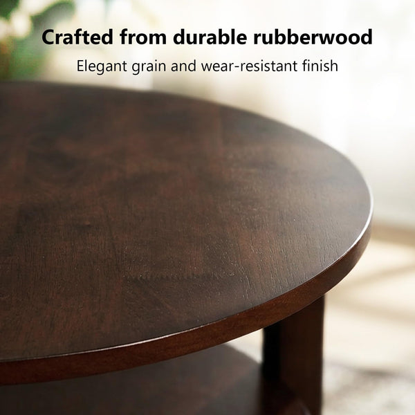 Round Side Table with 2-Tier Shelf