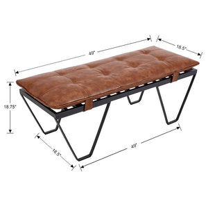 49" Upholstered Bench with Metal Legs