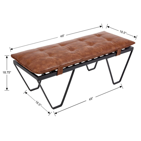 49" Upholstered Bench with Metal Legs